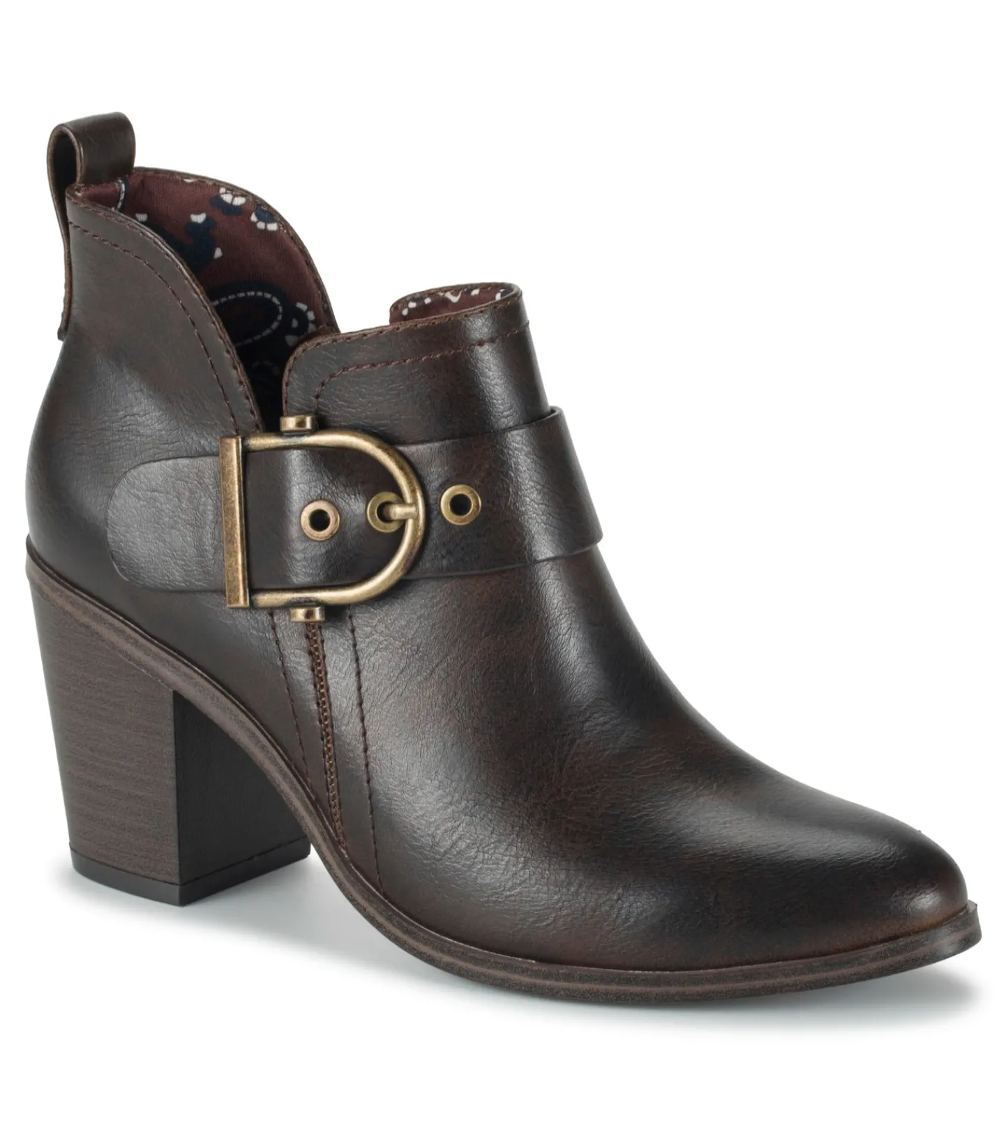 Baretraps Booties^Karina Block Heel Ankle Bootie DarkBrown