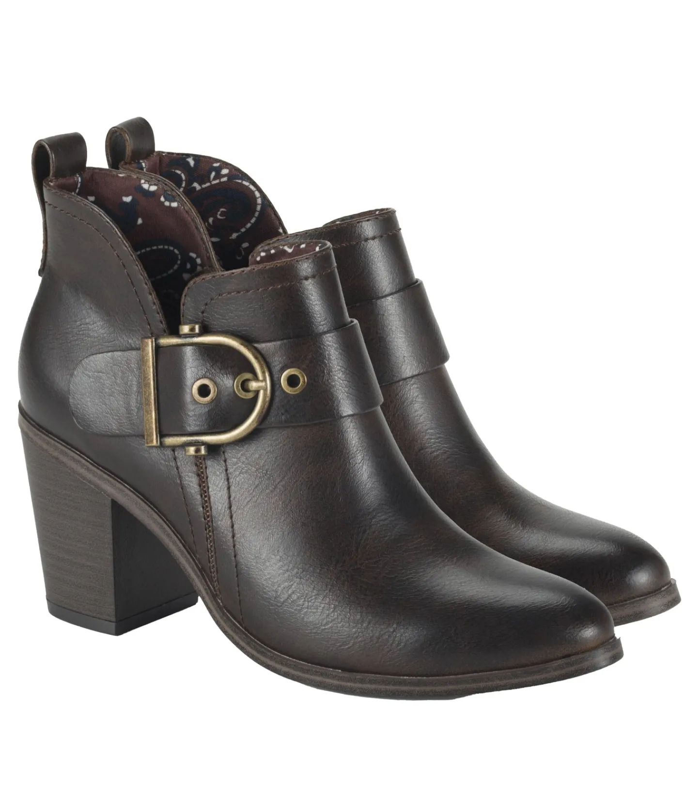 Baretraps Booties^Karina Block Heel Ankle Bootie DarkBrown