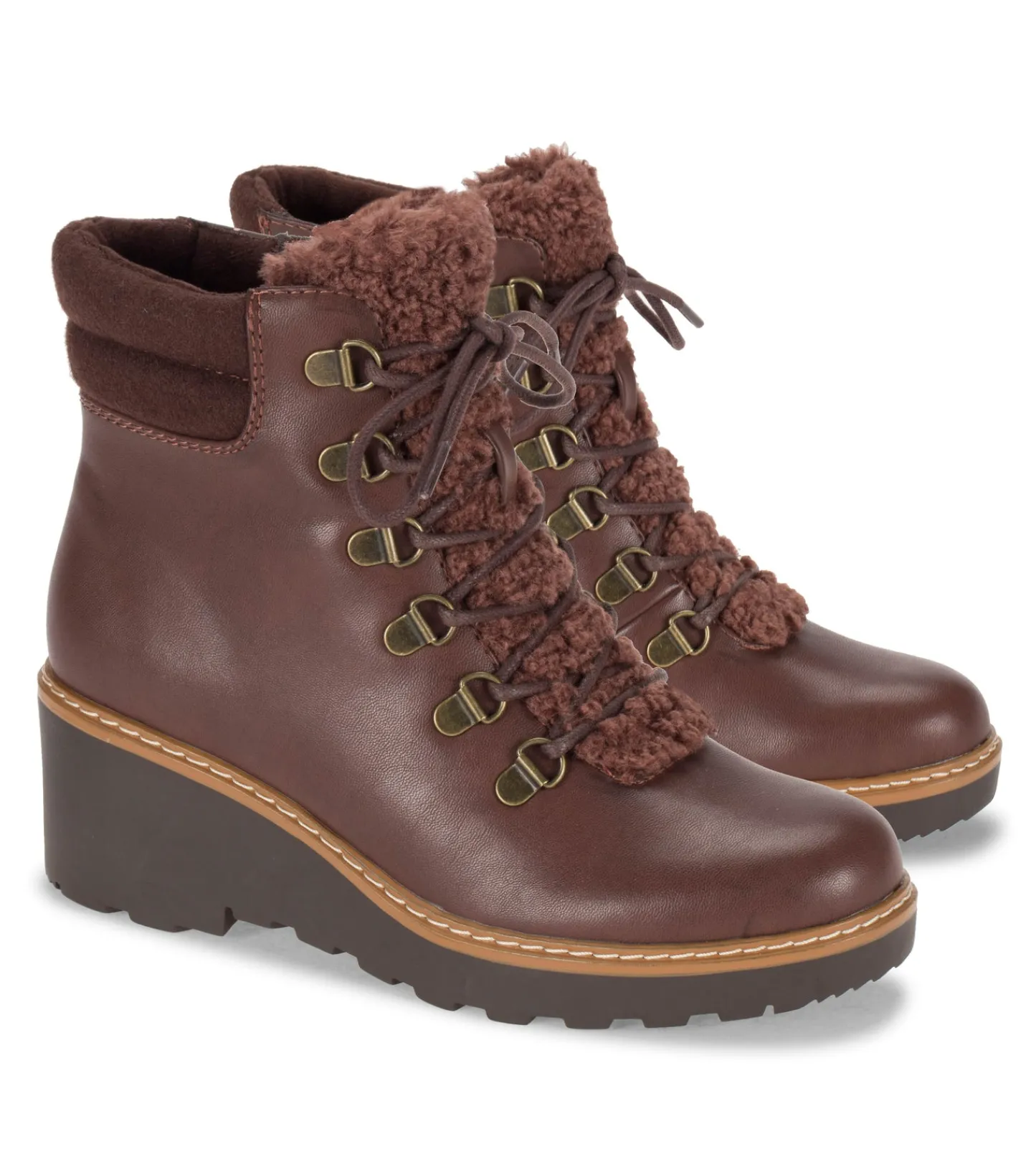 Baretraps Booties^Nasha Lace Up Wedge Bootie DarkBrown