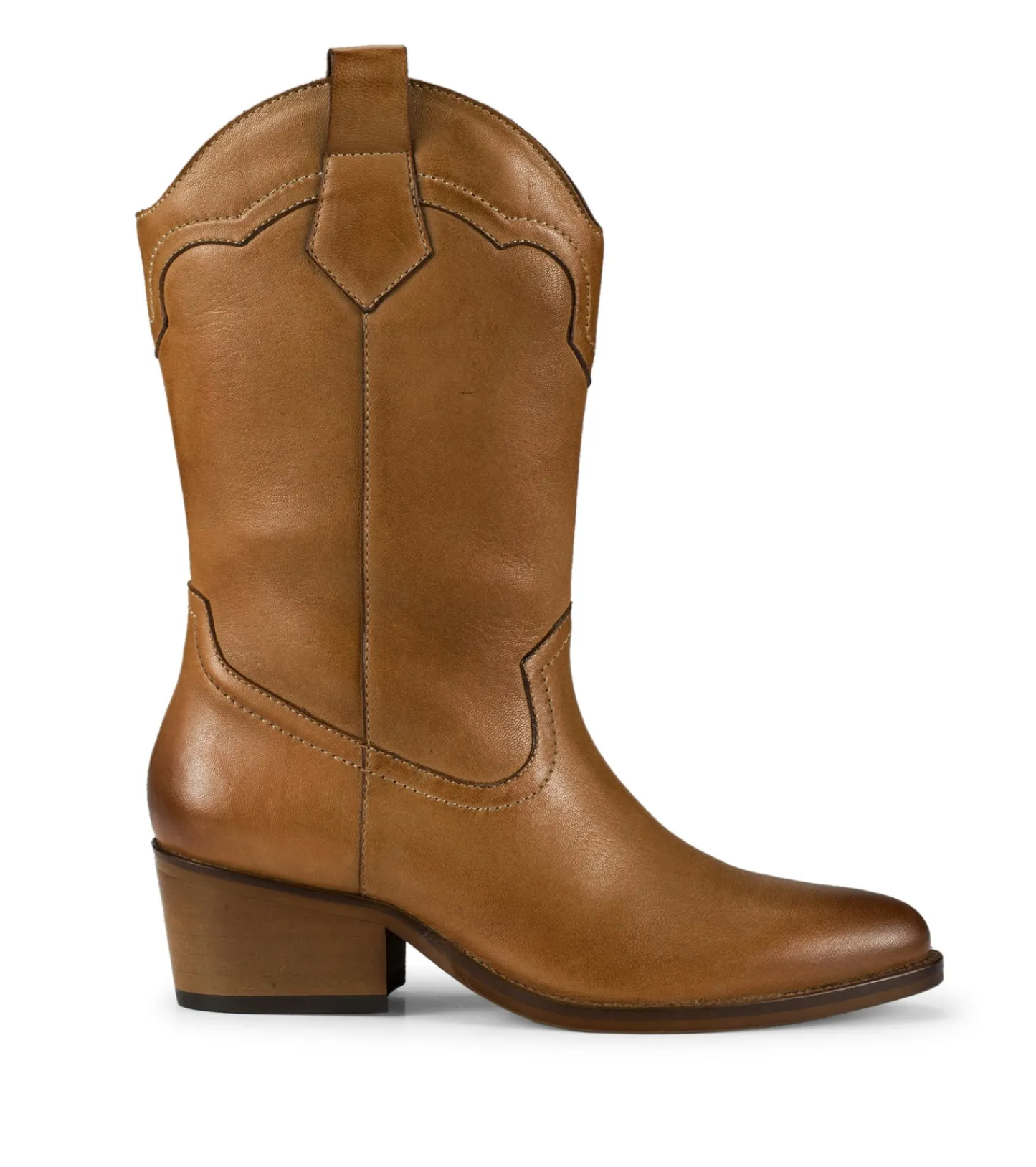 Baretraps Knee High Boots^Nita Western Boot CognacLeather