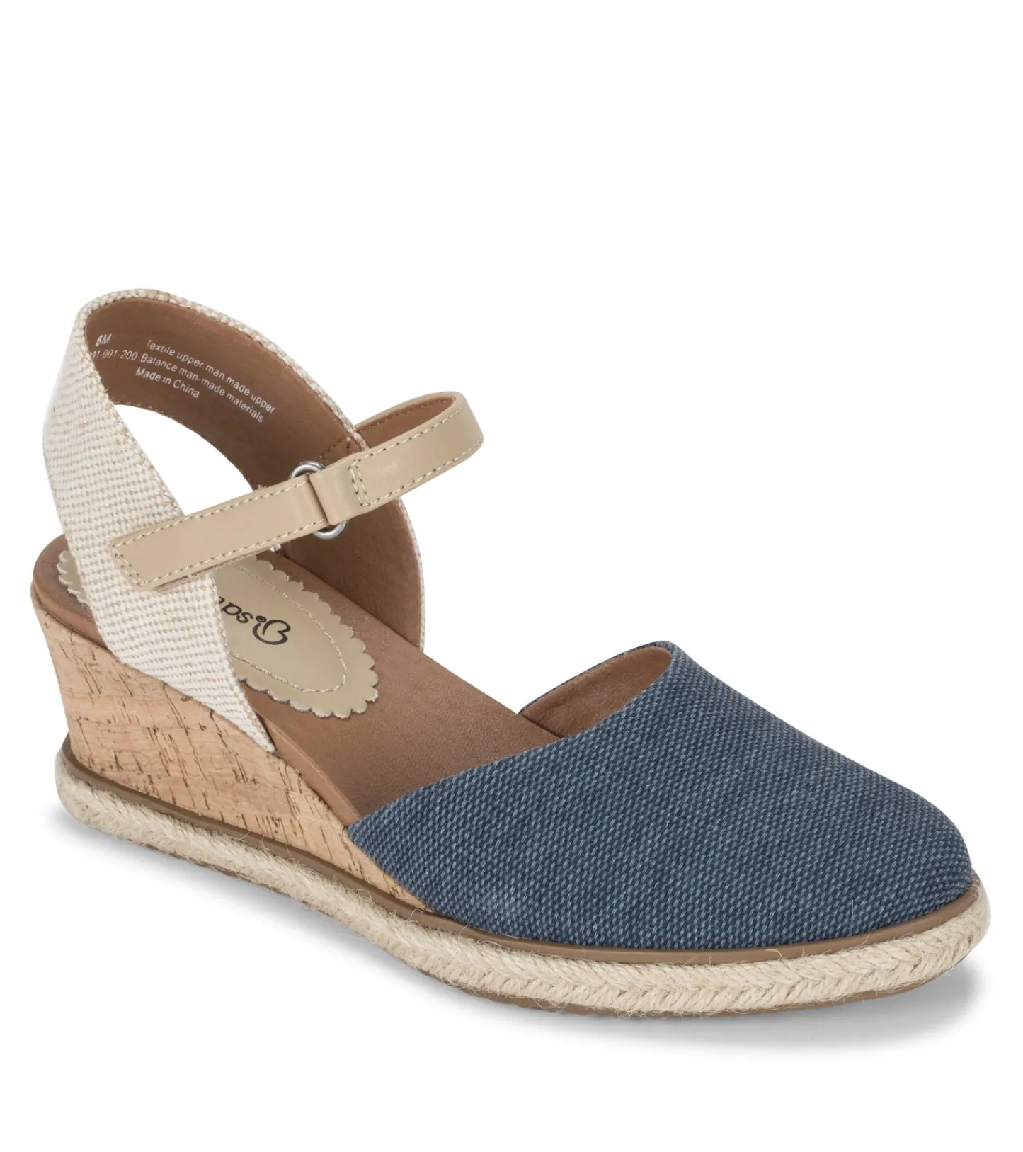 Baretraps Wedge Sandals^Ocean Closed Toe Wedge Sandal NavyBlueCanvas