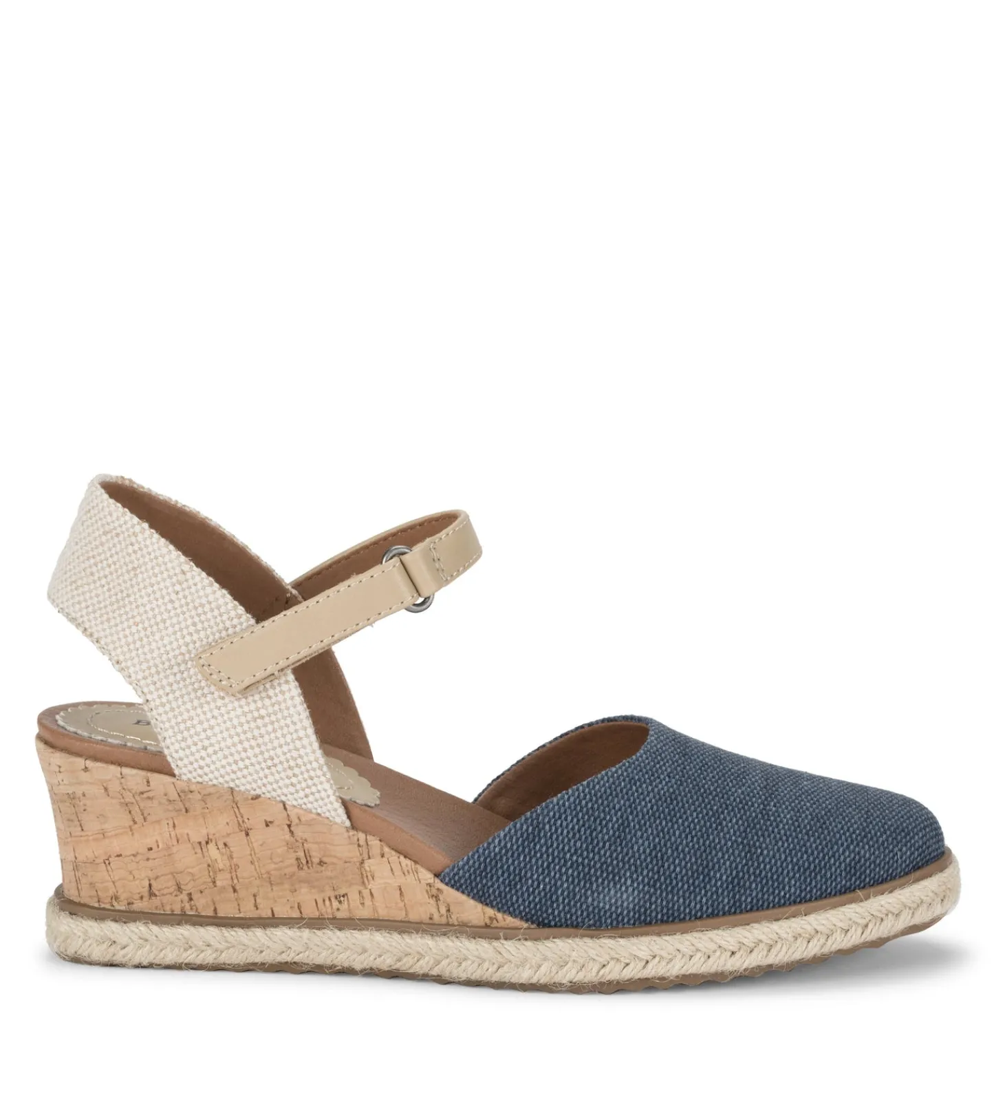 Baretraps Wedge Sandals^Ocean Closed Toe Wedge Sandal NavyBlueCanvas