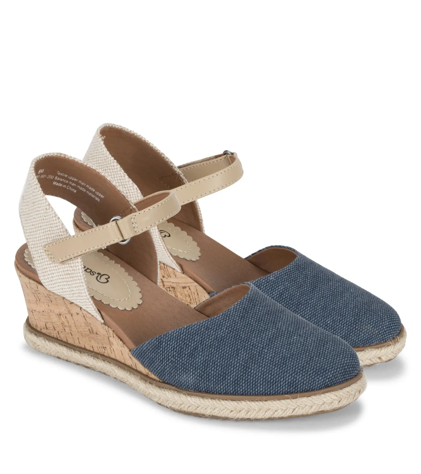 Baretraps Wedge Sandals^Ocean Closed Toe Wedge Sandal NavyBlueCanvas