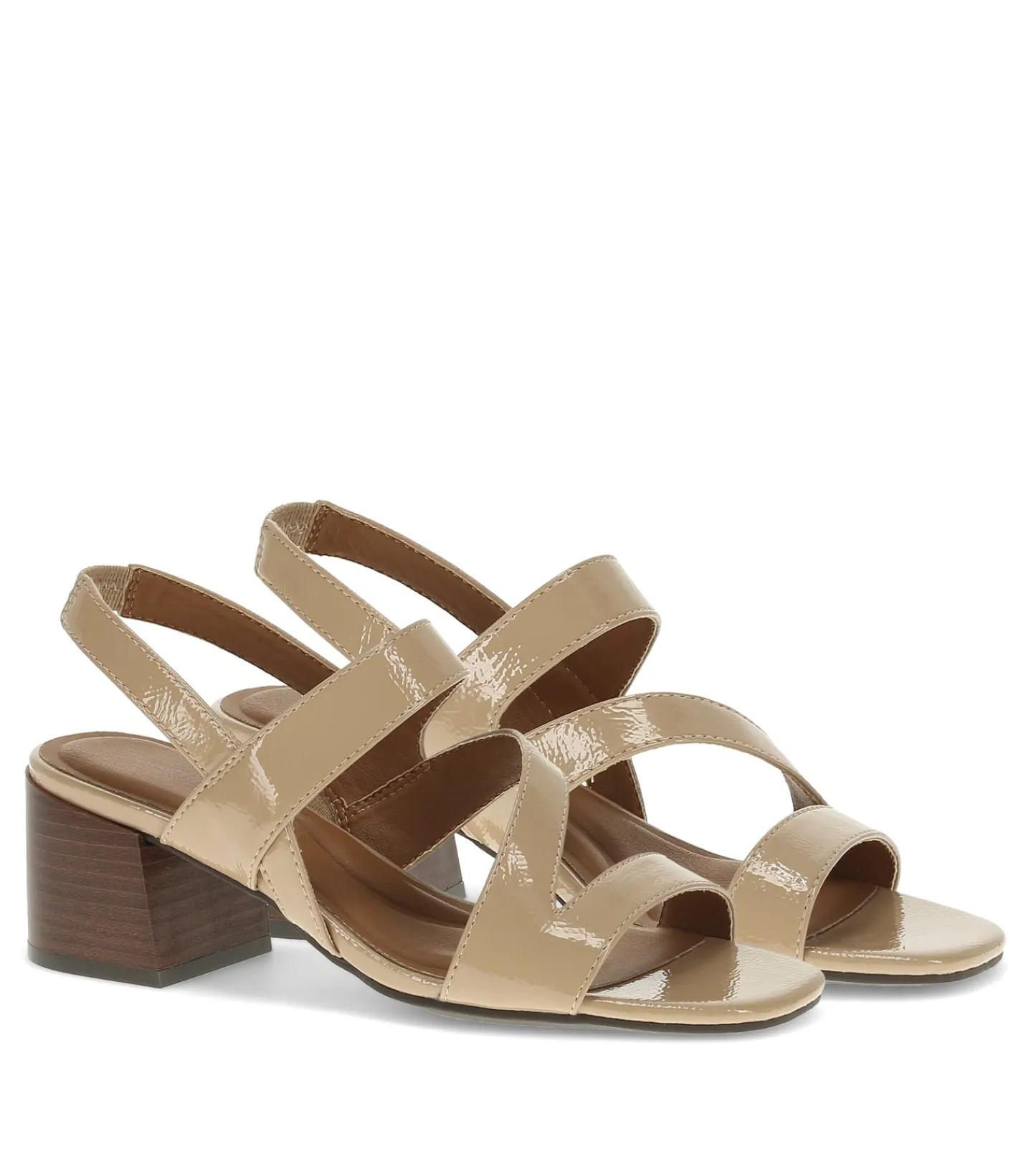 Baretraps Dress Shoes^Posha Block Heel Sandal LattePatent