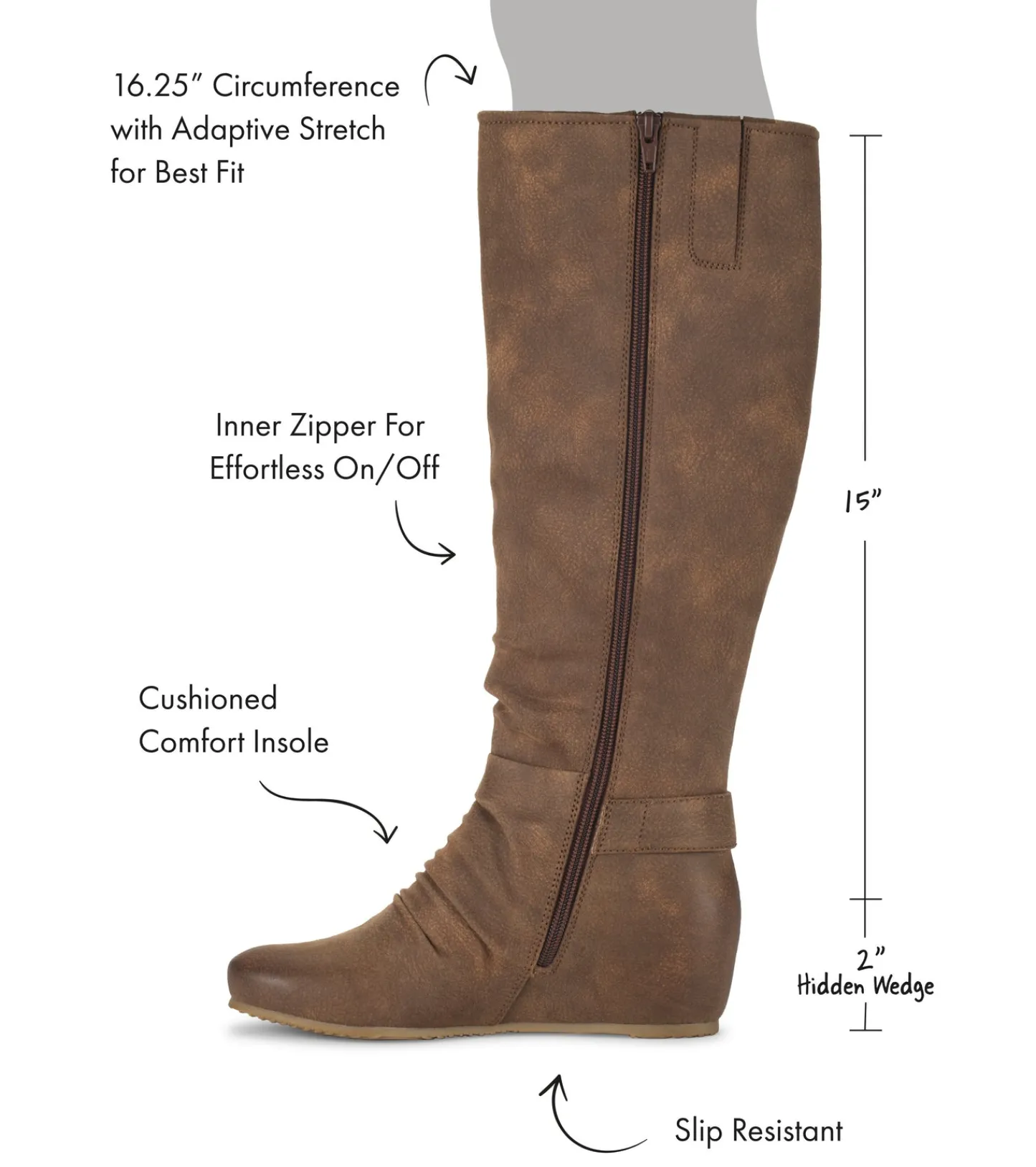 Baretraps Knee High Boots^Scarlett Tall Wedge Boot Cashew