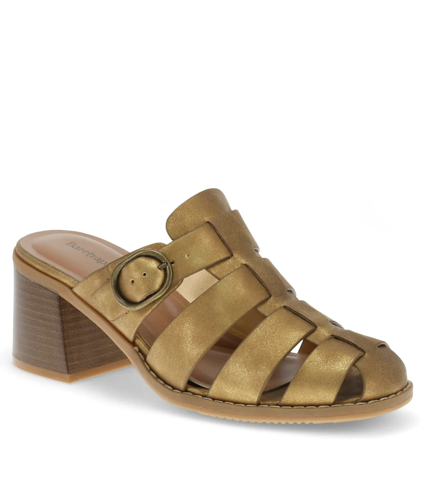 Baretraps Classic Comfort Sandals^Whitnie Block Heel Sandal OldGold